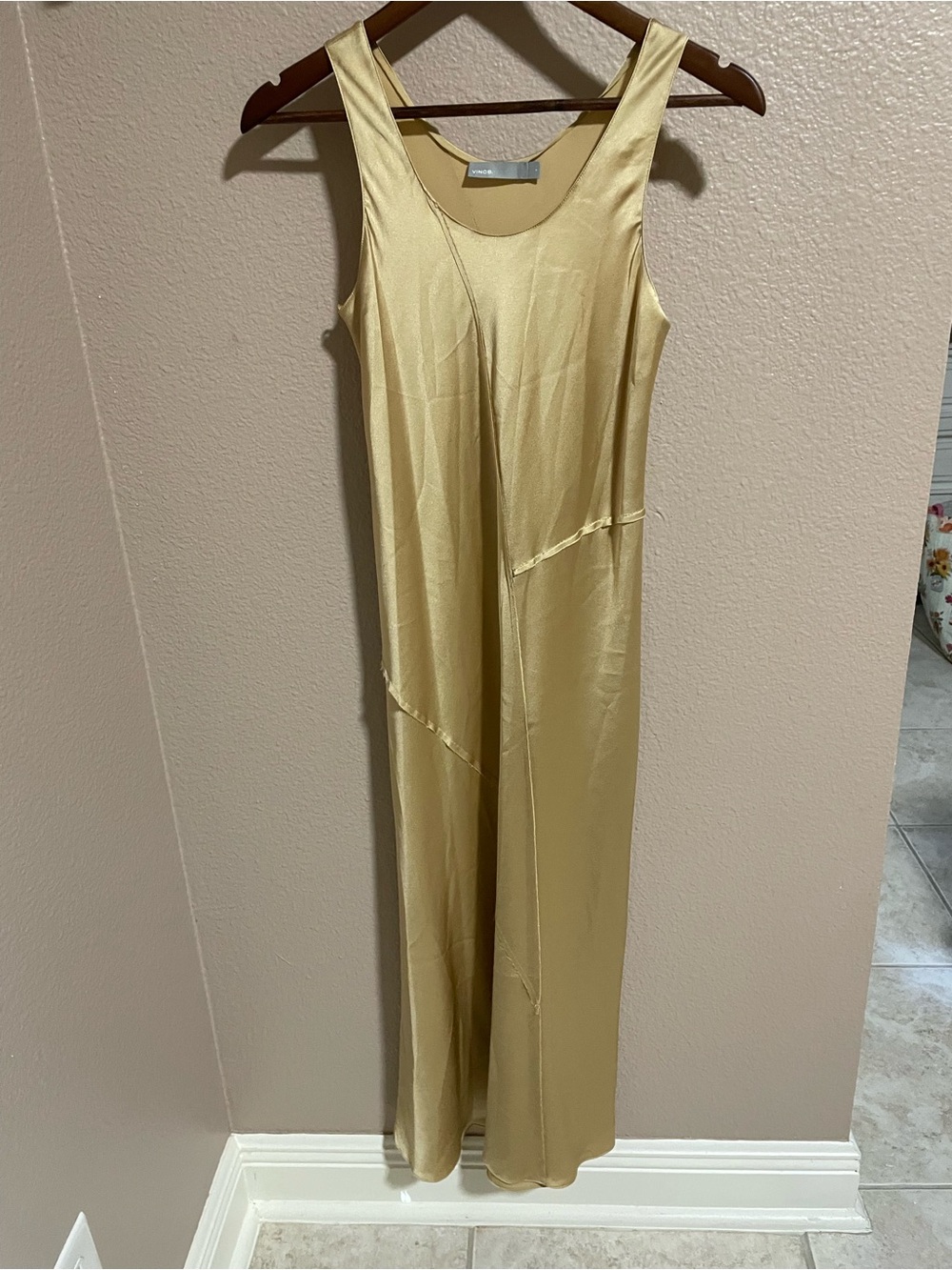 Vince Satin Gold Slip Dress NWT